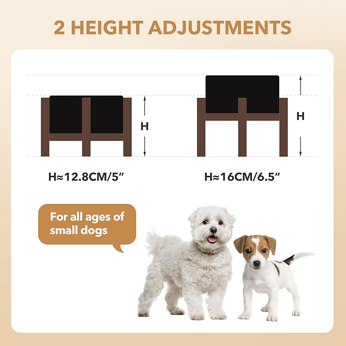 Ceramic 6.1inch Raised Double Dog Bowls Set - Image 3