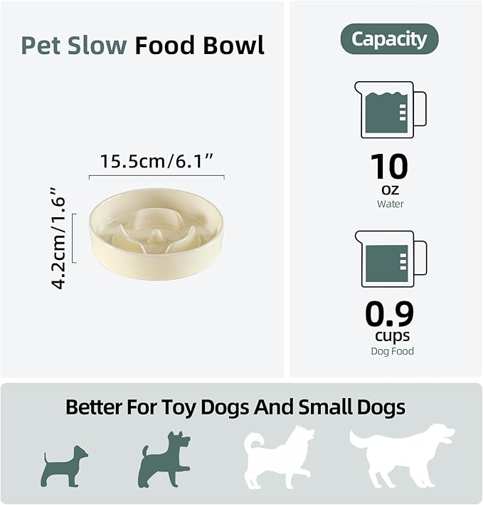 Ceramic 0.9 Cup Dog Bowl Slow Feeder - Image 2