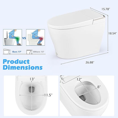 Giantex Smart Toilet with Bidet Built In, Night Light, Auto Open/Close - Image 7