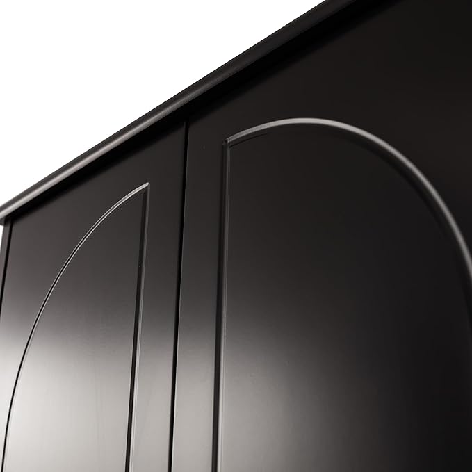 Bathroom Storage Cabinet with Adjustable Wood Shelves, Unique Arched Groove - Image 9