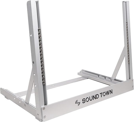 Sound Town 8U Aluminum 2-Post Desktop Open-Frame Rack, Angle Adjustable by SOUNDTOWN