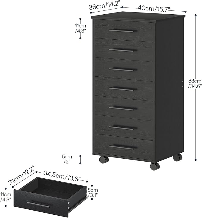 HOOBRO 7-Drawer File Cabinet, Wooden Office Cabinet - Image 3