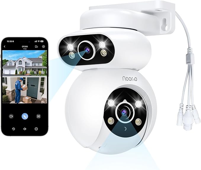 Noorio Dual Lens 2K Security Camera Outdoor, Outside Cameras by Noorio
