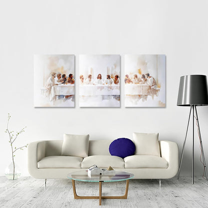 3 Pcs Christian Wall Art The Last Supper Jesus Decor Christ Religion Canvas Wall Decor Jesus Art Pictures Posters Prints Religious Paintings Room Decor for Church Prayer Room Christian Schools Hospitals 24'' x 16''
