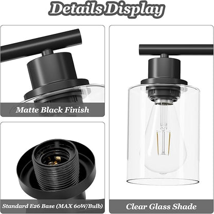 Guliaofo 4-Light Black Bathroom Light Fixtures, E26 Modern Vanity Lights - Image 3