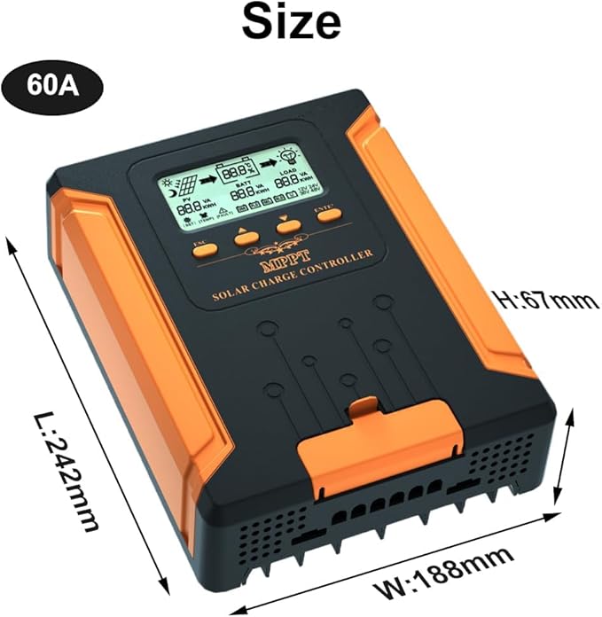 60A 180V MPPT Solar Charge Controller 12V/24V/36V/48V Auto, Heat-Dissipating - Image 3