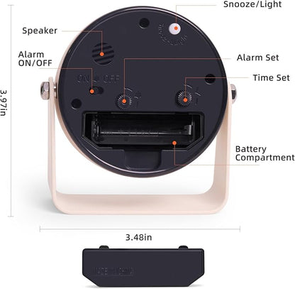 TIMESS Analog Alarm Clock, Silent Non-Ticking Quartz Movement, Battery-Operated - Image 3