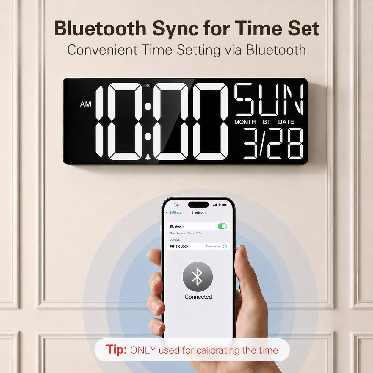 JALL 18" Large Digital Wall Clock with Big Numbers, Remote, Timer, 12 RGB Wall Clock with Date and Temp for Teachers Seniors, Digital Clock for Arena, Gym, Living Room Classroom Decor (White)