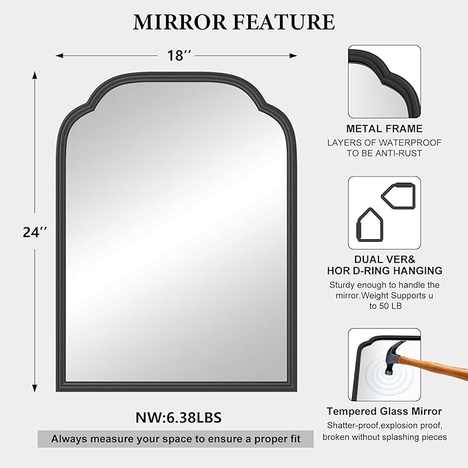 18X24 Inch Black Mirror for Wall - Image 5