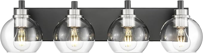 METWET Bathroom Light Fixtures, 4-Light Black and Brushed Nickel Bathroom by Metwet