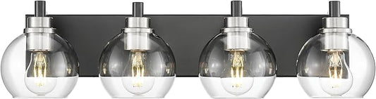 METWET Bathroom Light Fixtures, 4-Light Black and Brushed Nickel Bathroom by Metwet