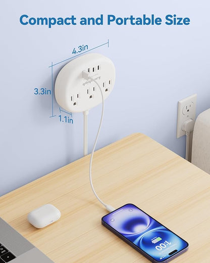 Power Outlet Relocator with Adhesive- 5 FT, 1625W Wall Mounted Extension Cord - Image 7