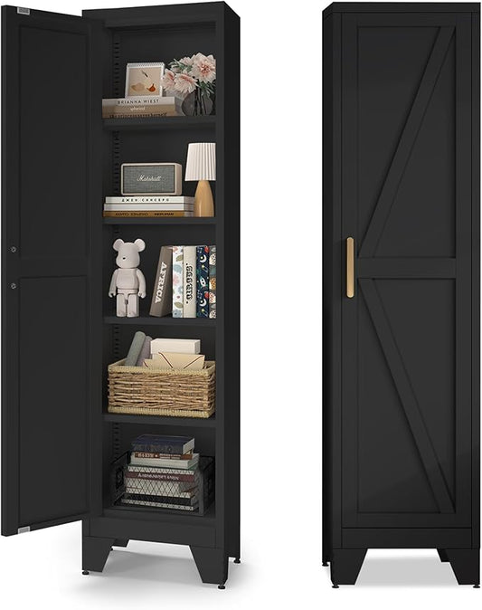 COFaR Tall Bathroom Cabinet, Metal Farmhouse Narrow Slim Storage Cabinet by COFAR