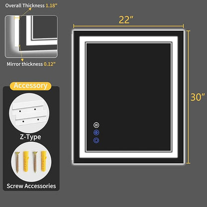 22"x30" LED Bathroom Mirror - Image 9