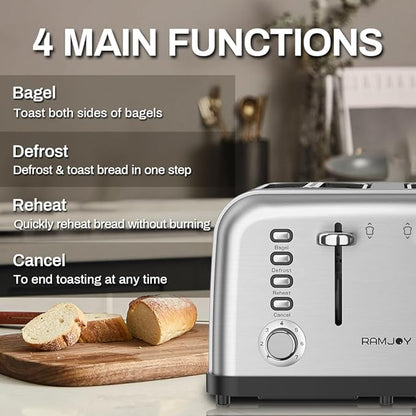 Toaster 4 Slice, Dual Independent Controls, Extra Wide Slot Toasters - Image 5