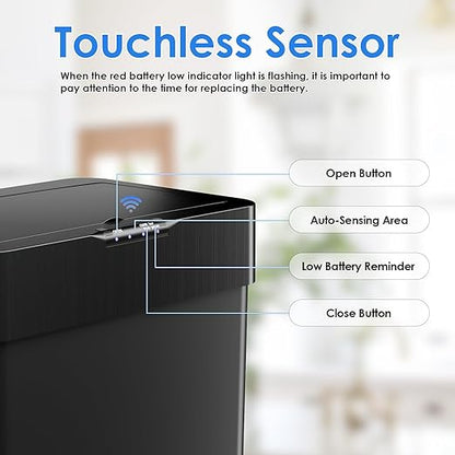 AthLike Sensor Trash Can, Touchless Motion Sensor Trash Bin, Smart Automatic - Image 3