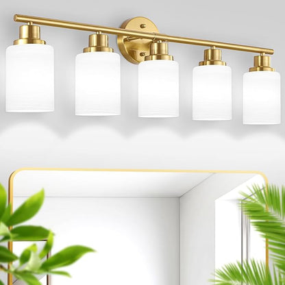 Guliaofo 5-Light Vanity Lights, Brushed Gold Bathroom Light Fixture - Image 8