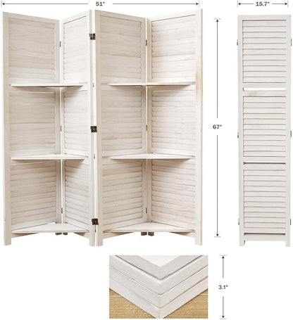 Partition Room Dividers, Folding Wood Privacy Screen - Image 7