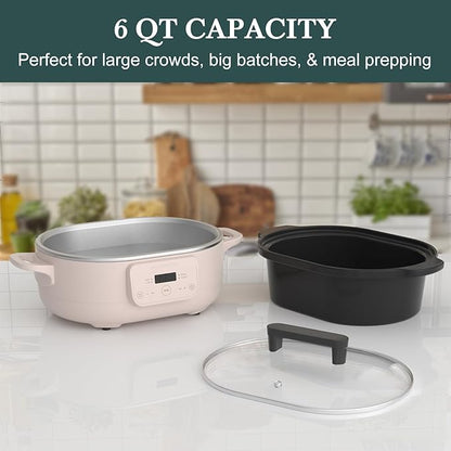 MAGNIFIQUE 6 Quart Programmable Slow Cooker Removable Healthy Nonstick Pot - Image 4