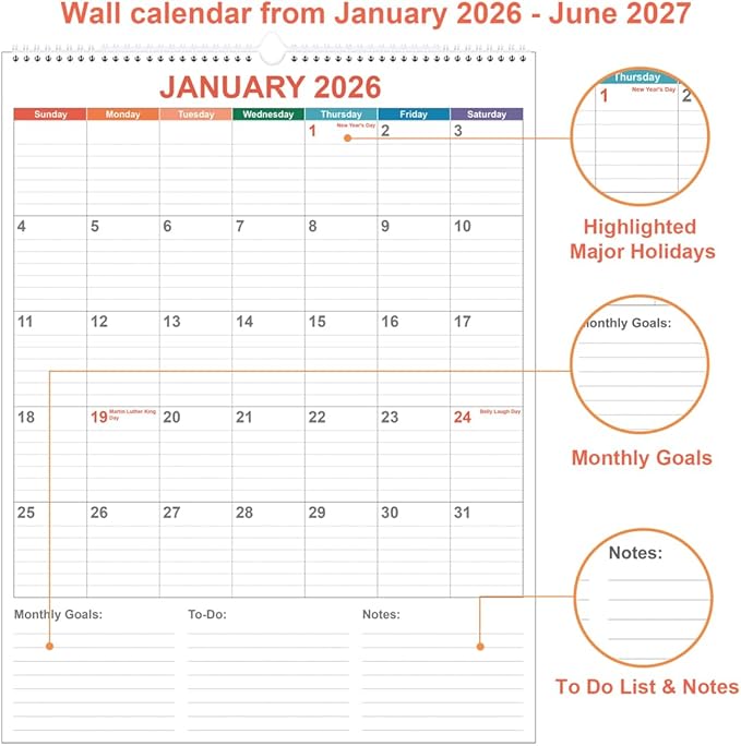 Large Calendar 2026 with Spiral Bound - Image 3