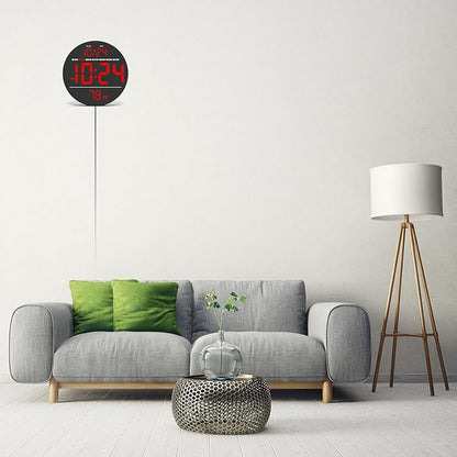 Digital Wall Clock with Large LED Display, Temperature, Auto-Brightness | Small - Image 9
