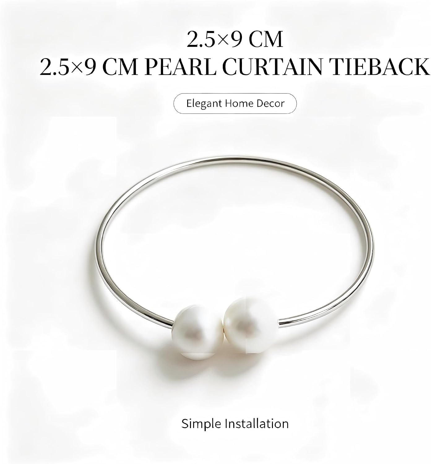 Curtain Tie with Sliver Clasps | Simple and Luxurious Design, Pearl Accents, Adjustable Buckles