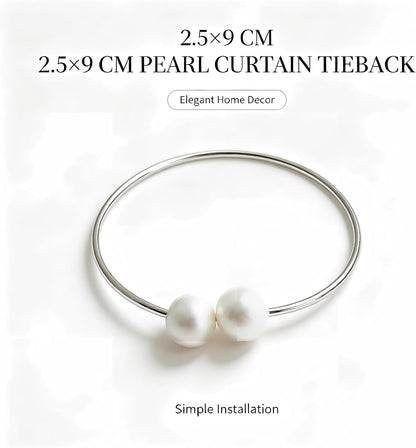 Curtain Tie with Sliver Clasps | Simple and Luxurious Design, Pearl Accents, Adjustable Buckles