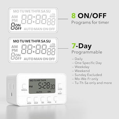 STANLEY 2 Grounded Outlet Digital Weekly Timer Security Mode 8 On/Off Program - Image 5