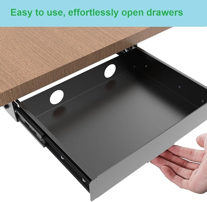 Under Desk Mounted Slide out Drawer, W 13.4" x D 9.3" Storage Organizer - Image 5