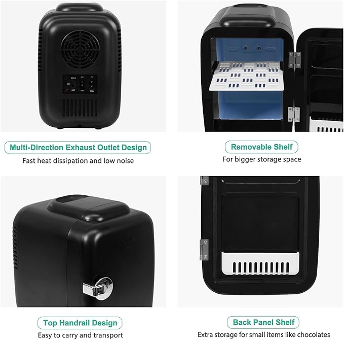 CROWNFUL Mini Fridge, 4 Liter/6 Can Portable Cooler and Warmer Personal Fridge - Image 7