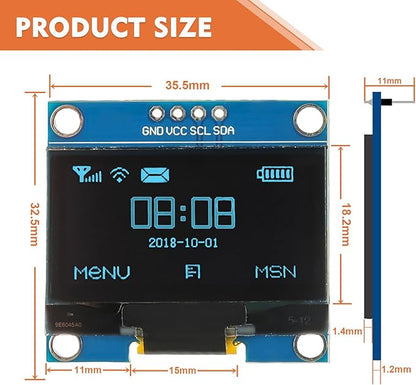 JAMHER 1.3 Inch I2C IIC OLED Display Module 128x64 Pixel Mini Self-Luminous - Image 3
