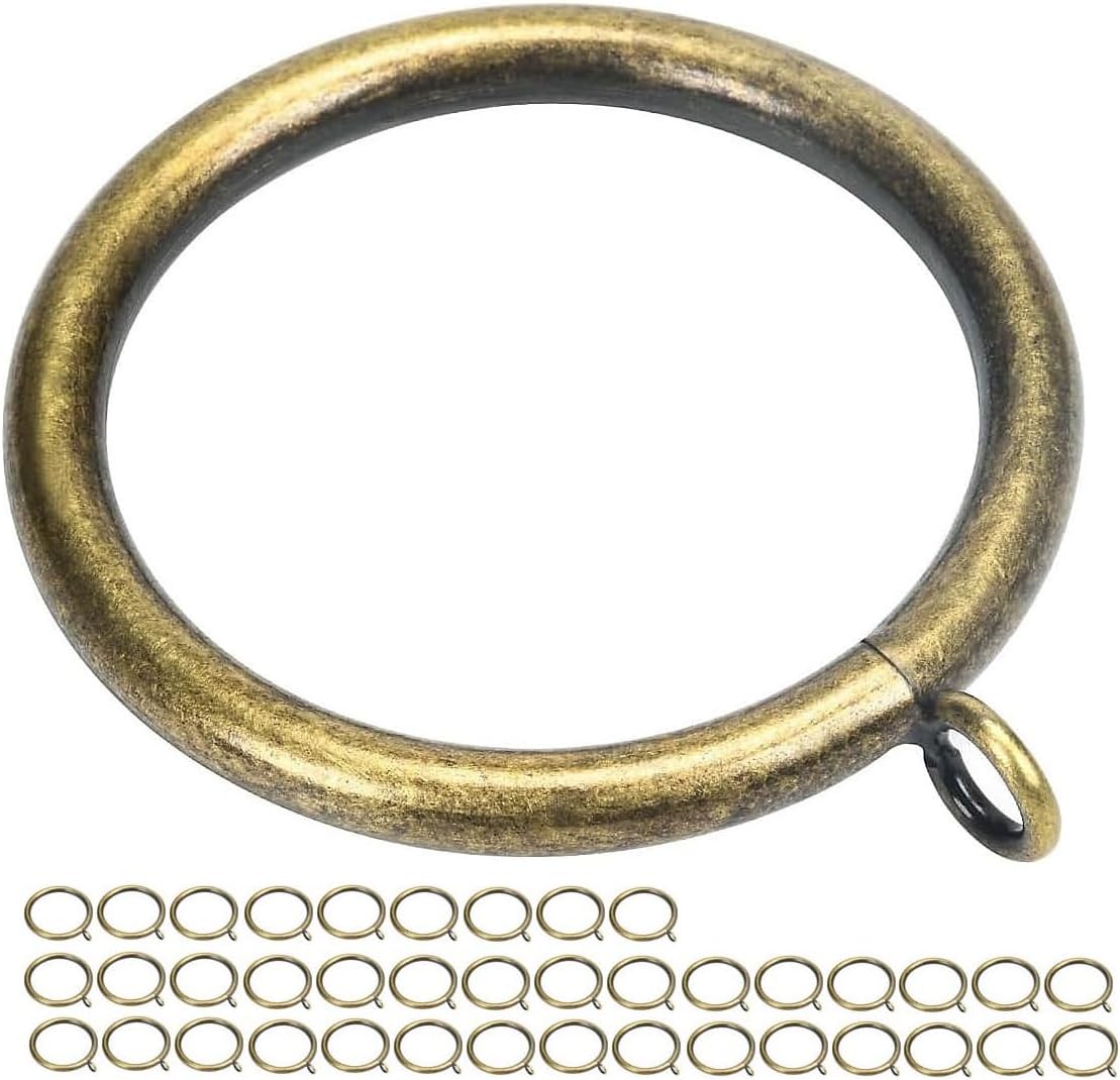 Thick Metal Curtain Rings,2.0-Inch Inner Diameter, 0.24-Inch Wire Diameter Fit up 1.7-inch Rods (Antique Brass-40Pcs)
