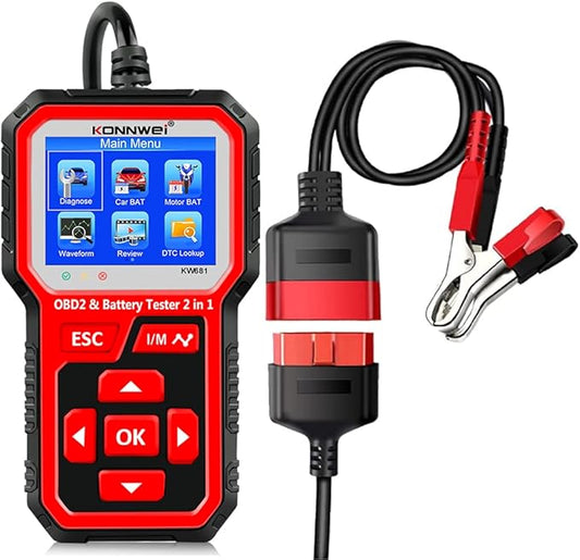 KONNWEI KW681 OBD2 Scanner 6V 12V Car Battery Tester, 2 in 1 Car Diagnostic by KONNWEI