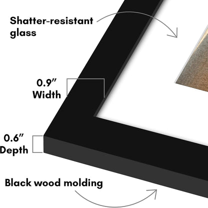 Americanflat Set of 7 Picture Frames with Shatter-Resistant Glass - Gallery Wall Frame Set with One 16x12, Two 9x12, and Four 6x8 Frames - Signature Collection - Black