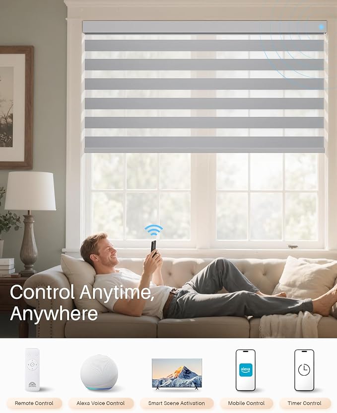 Smart Zebra Blinds for Windows, Alexa Motorized Blinds - Image 4