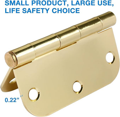6 Pack Rounded Door Hinges 3.5 inch X 3-1/2" 5/8 Radius, Polished Brass 3 ½ - Image 4