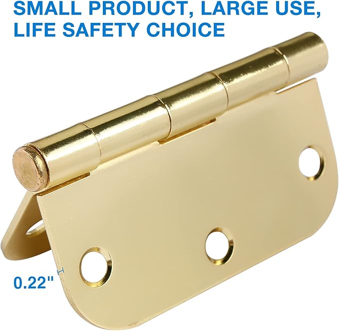 12 Pack Interior Door Hinges 3.5 inch X 3-1/2" 5/8 Radius, Polished Brass 3 ½" - Image 3