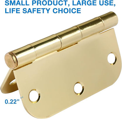3 Pack Rounded Door Hinges 3-1/2" x 3.5 inch, 5/8 Radius, Polished Brass 3 ½ - Image 3