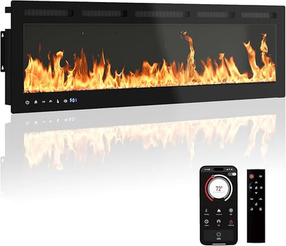 60" Smart Electric Fireplace Wall Mount, 1500w Heater by Unknown