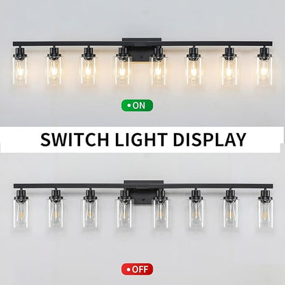 DIKAIDA 8 Light Bathroom Vanity Lights Over Mirror, 52inch Black Vanity Lights - Image 4