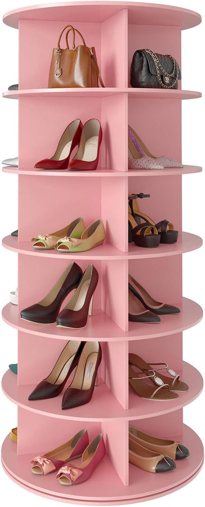 SpaceAid 6 Tier Rotating Shoe Rack Tower, Spinning Shoe Display Lazy Susan by SpaceAid