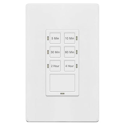 TG 4-Hour No Neutral Countdown Timer Switch, 5-10-30-60 Min, 2-4 Hour, by TG