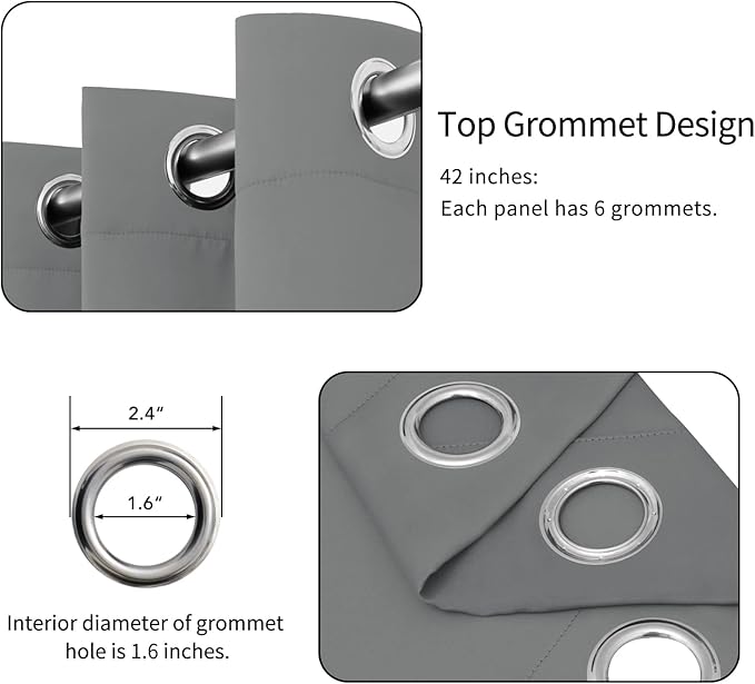 Easy-Going Blackout Curtains for Bedroom, Solid Thermal Insulated Grommet and - Image 4