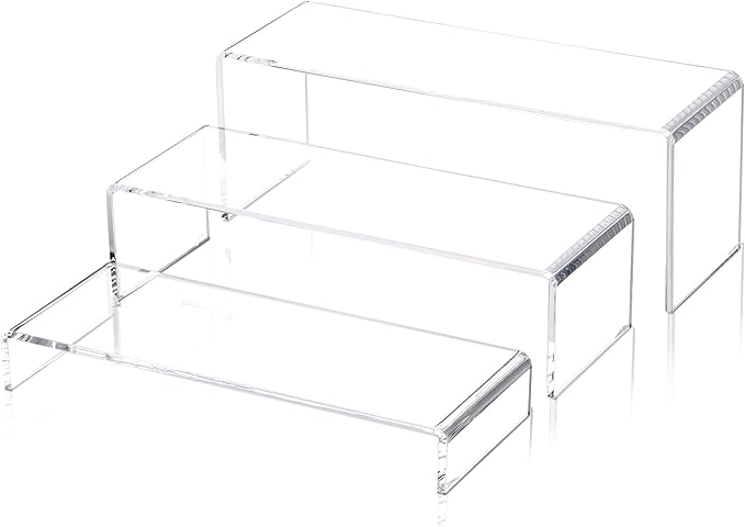 LFTYTUO 1 Set Large Acrylic Clear Display Risers, 3 Sizes 12" Rectangular by LFTYTUO