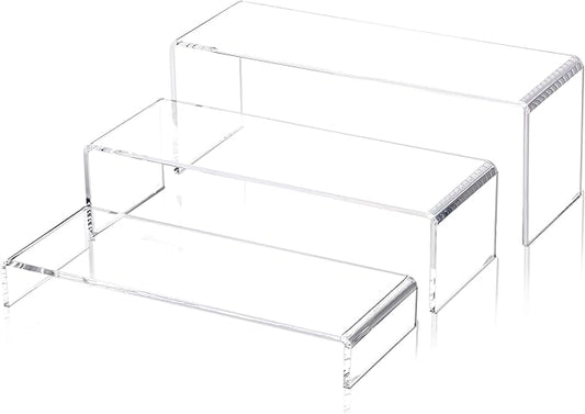LFTYTUO 1 Set Large Acrylic Clear Display Risers, 3 Sizes 12" Rectangular by LFTYTUO