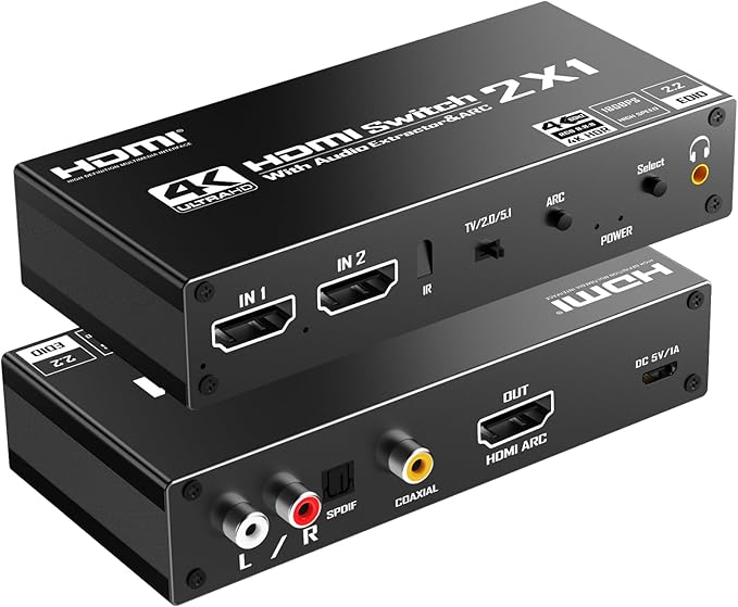 PERESAL HDMI Switch eARC Audio Extractor, 4K@60hz HDMI Audio Splitter by Unknown