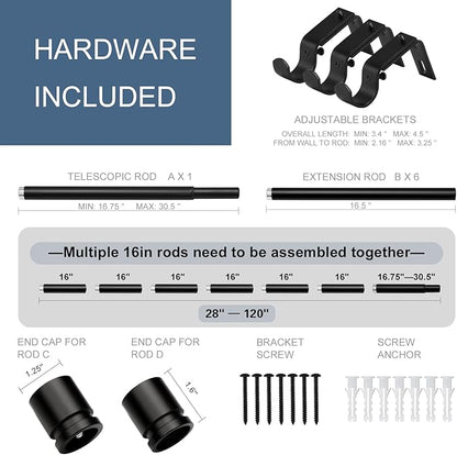 Latest Curtain Rods for Windows 28 to 120 Inches Length Adjustable 1 Inch - Image 2