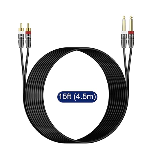 J&D Dual 1/4 inch TS to Dual RCA Cable, Heavy Duty 1/4 Male to RCA Male Adapter - Image 7