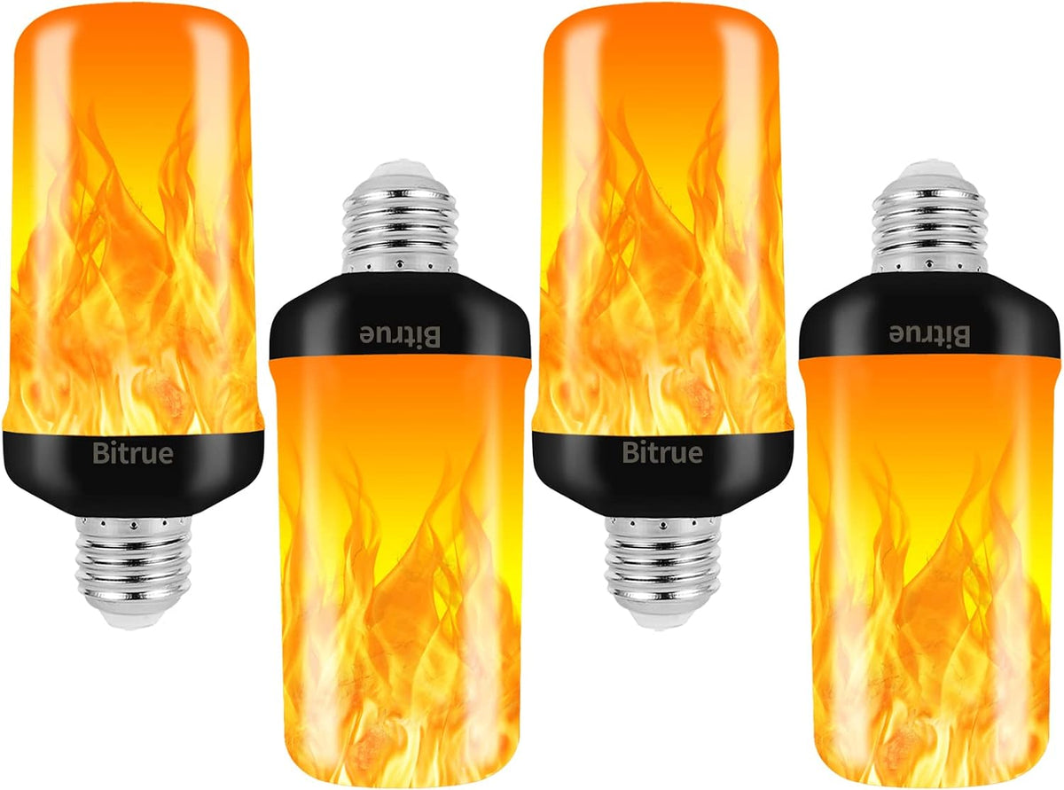 Bitrue LED Flame Effect Light Bulb, 4 Modes Flame Light Bulbs, E26 Base Fire ...