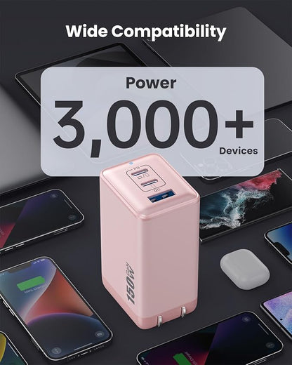 150W USB C Charger Block, GaN III Compact Foldable Wall Charger 3 Port Fast - Image 3